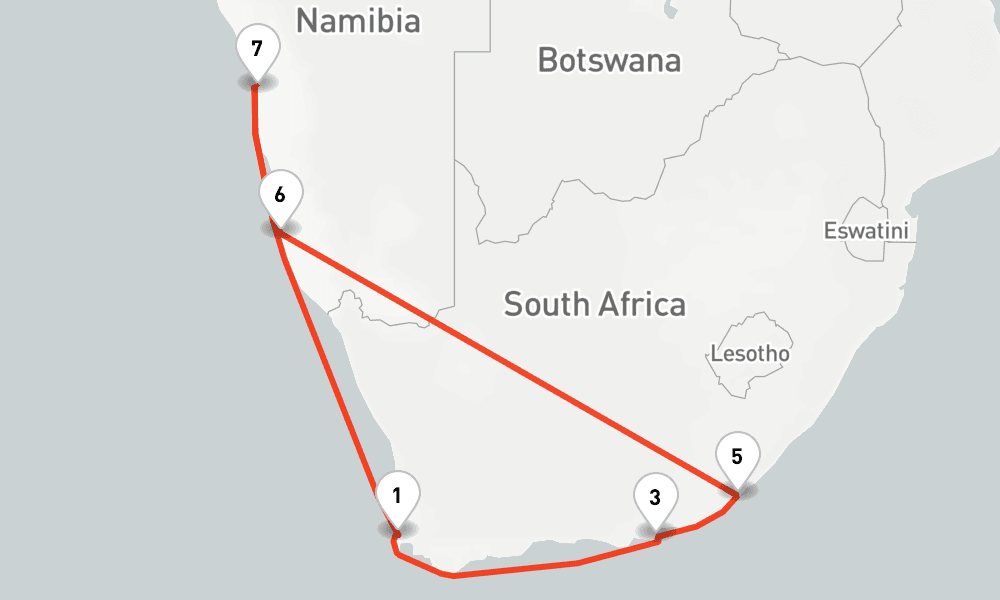 14 nights / 15 days, Cape Town Round trip