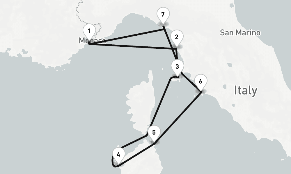 7 nights / 8 days, Villefranche-sur-Mer (Nice, France Riviera) Round trip