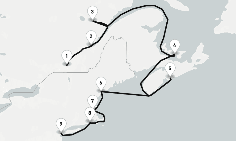 11 nights / 12 days, one-way from Montreal (Quebec, Canada) to New York (Cape Liberty NYC)
