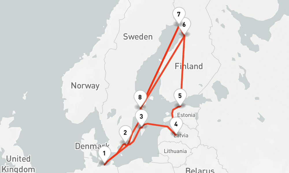 12 nights / 13 days, Warnemunde (Rostock, Germany) Round trip