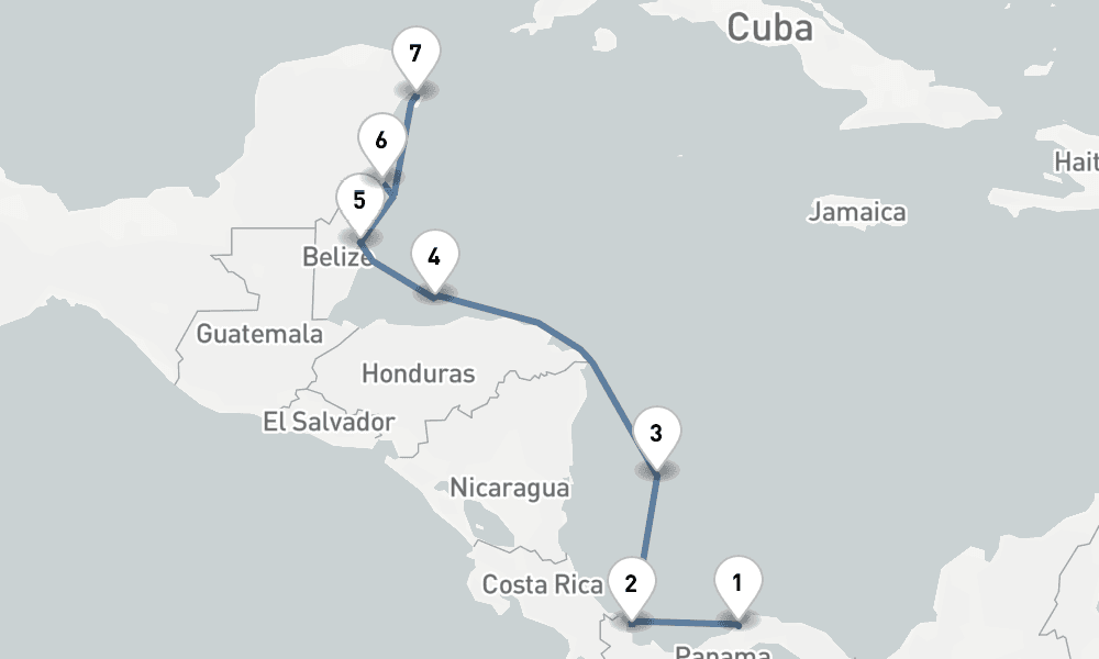 8 nights / 9 days, one-way from Colon to Cozumel