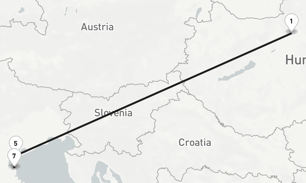 10 nights / 11 days, one-way from Budapest to Venice
