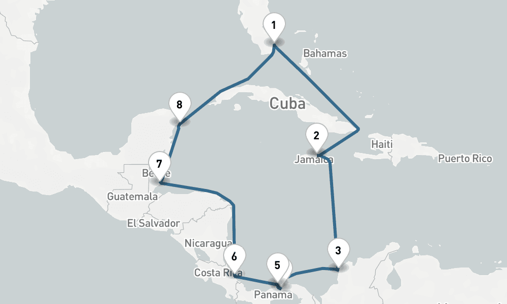 11 nights / 12 days, Miami (Florida) Round trip