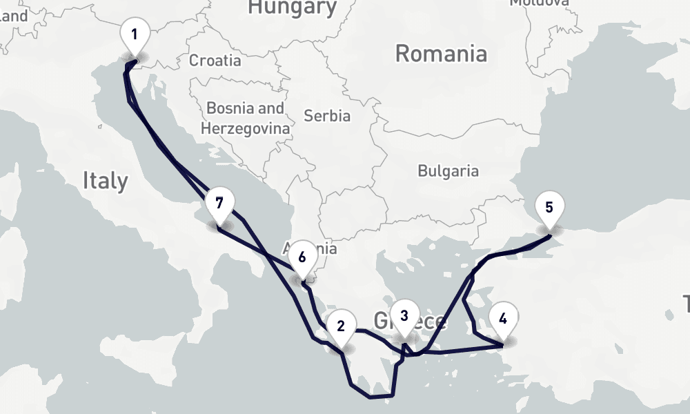 9 nights / 10 days, Trieste Round trip