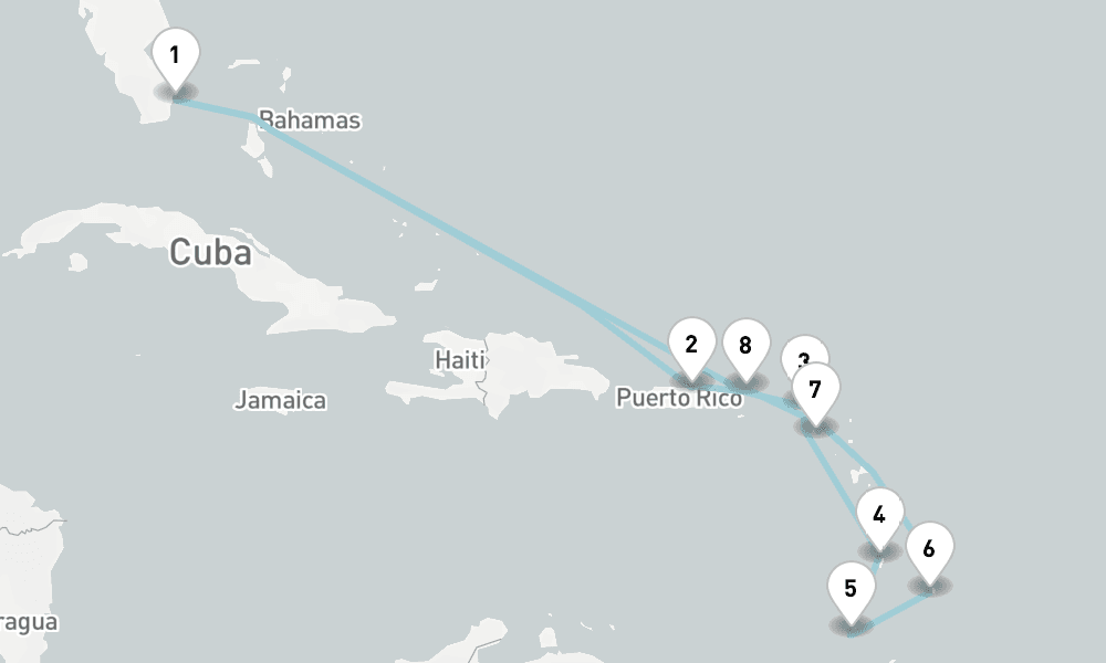 14 nights / 15 days, Miami (Florida) Round trip