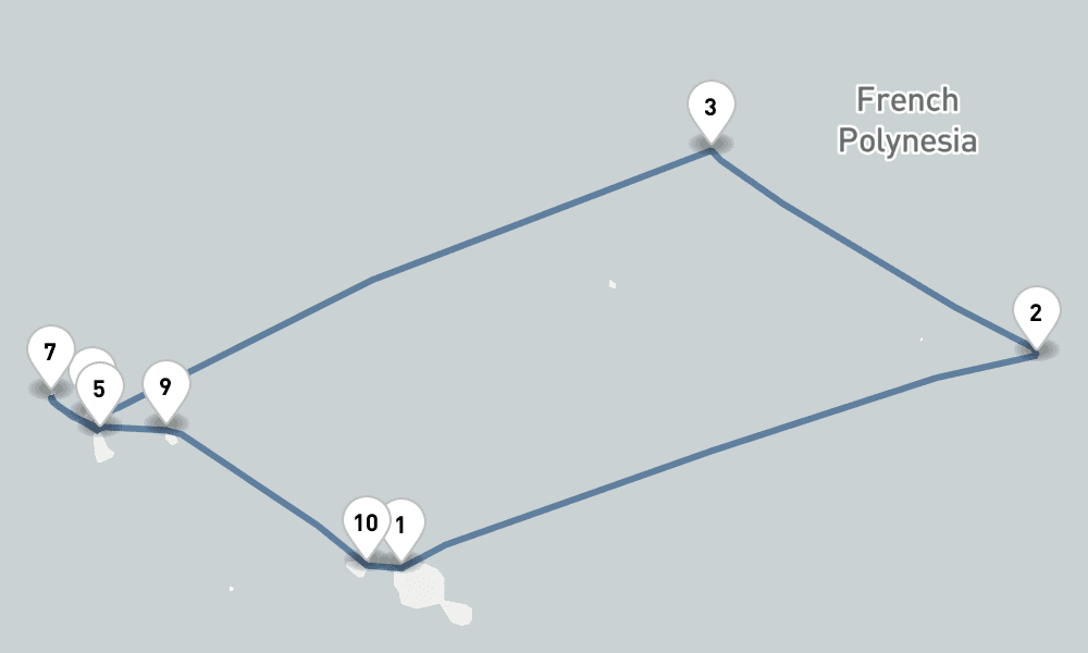 11 nights / 12 days, Papeete (Tahiti Island, French Polynesia) Round trip