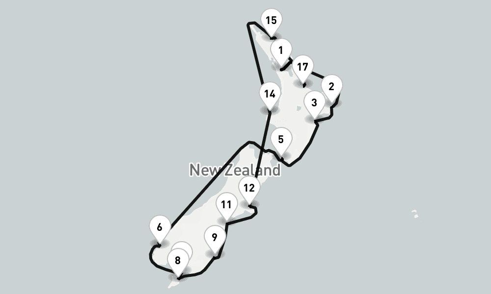 22 nights / 23 days, Auckland Round trip