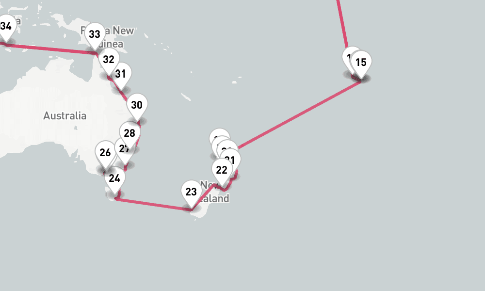 138 nights / 139 days, one-way from Fort Lauderdale (Everglades, Florida) to Tilbury (London, England)