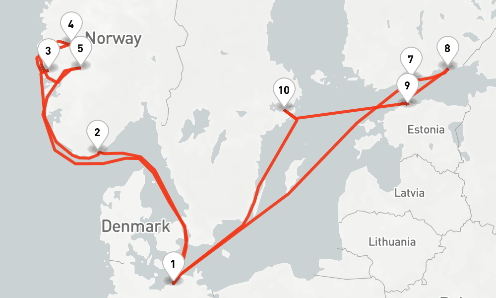 14 nights / 15 days, Warnemunde (Rostock, Germany) Round trip