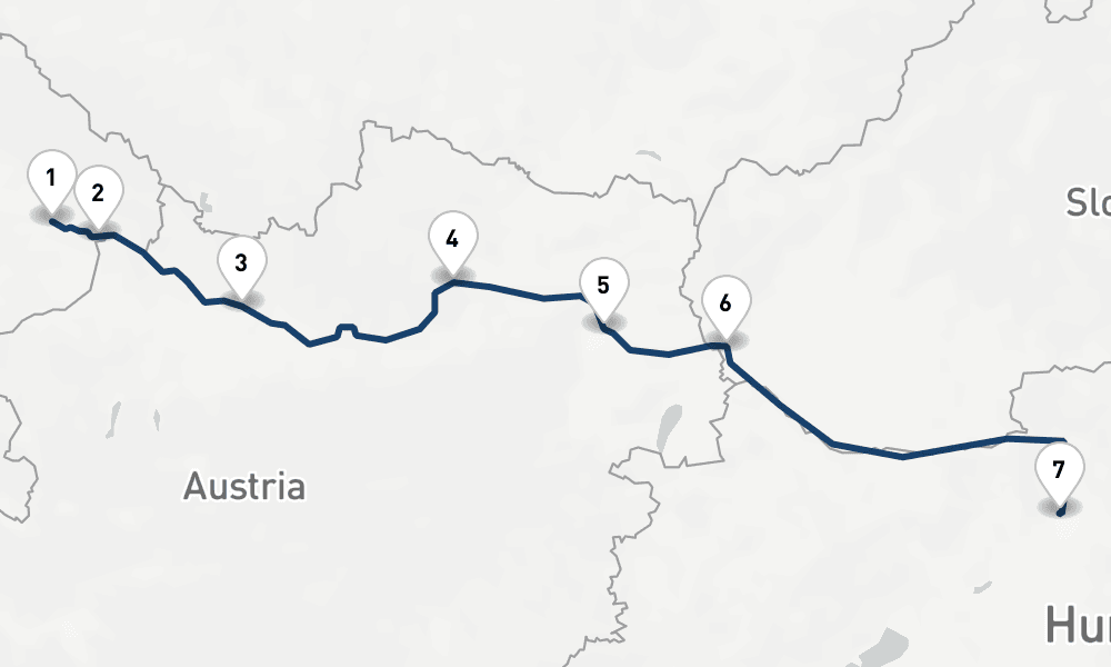 7 nights / 8 days, one-way from Vilshofen an der Donau to Budapest