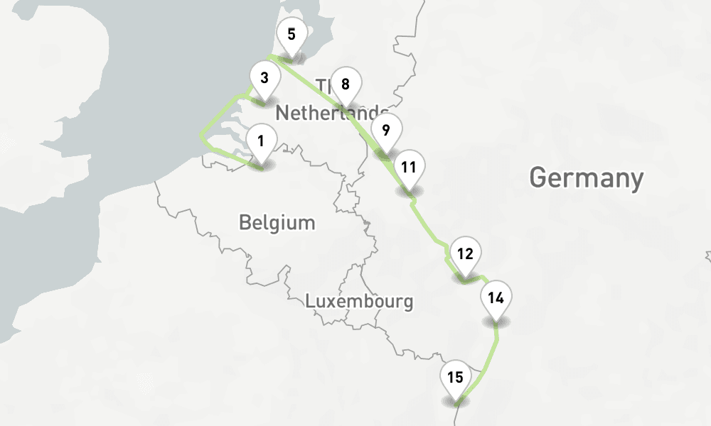 10 nights / 11 days, one-way from Antwerp to Strasbourg
