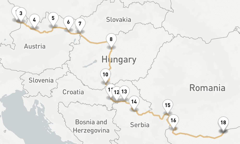 14 nights / 15 days, one-way from Vilshofen an der Donau to Giurgiu