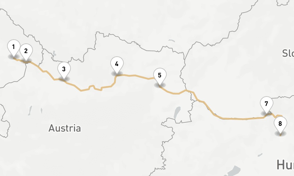 7 nights / 8 days, one-way from Vilshofen an der Donau to Budapest