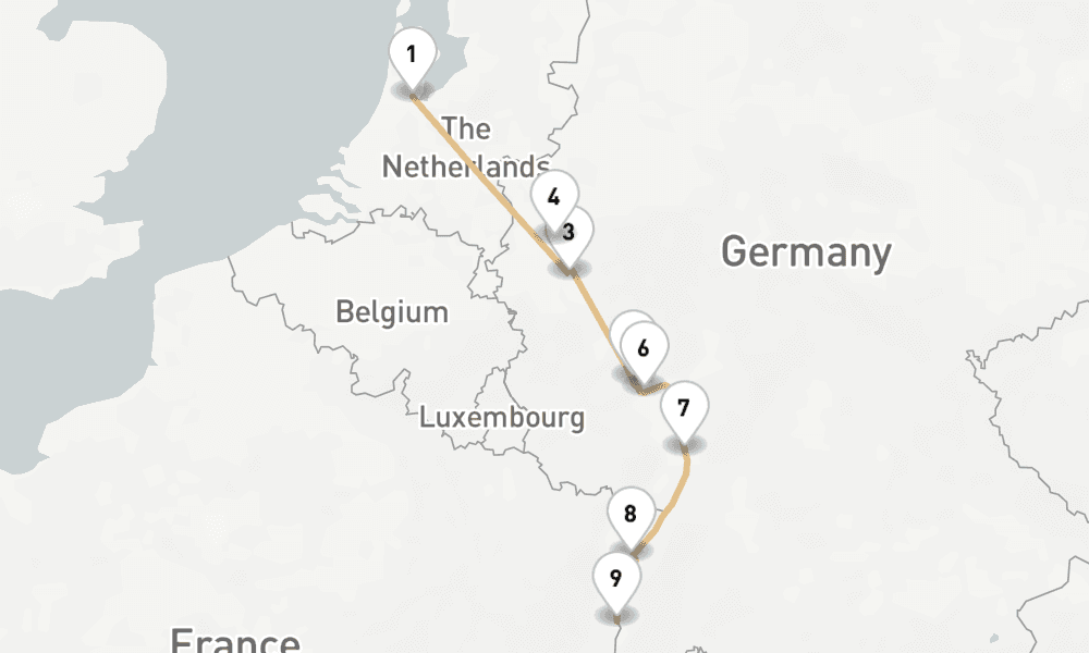 6 nights / 7 days, one-way from Amsterdam (Holland) to Breisach am Rhein