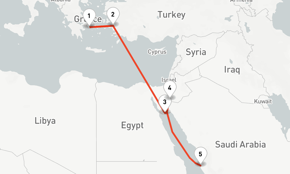 7 nights / 8 days, one-way from Lavrion to Jeddah