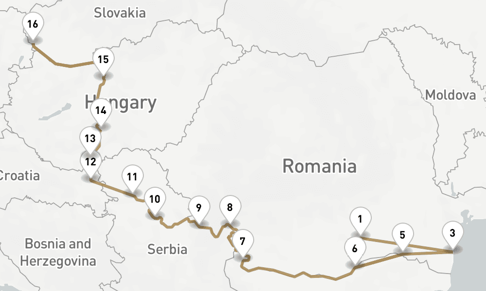 15 nights / 16 days, one-way from Bucharest to Budapest