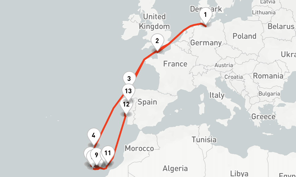 20 nights / 21 days, Hamburg Round trip