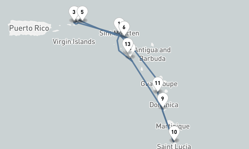 12 nights / 13 days, Philipsburg (St Maarten Island, Dutch Antilles) Round trip