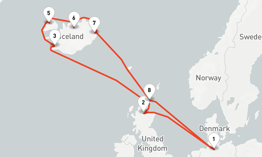 12 nights / 13 days, Hamburg Round trip