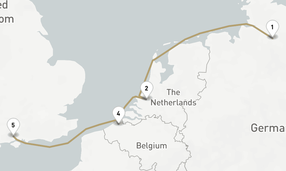 5 nights / 6 days, one-way from Hamburg to Southampton (England)