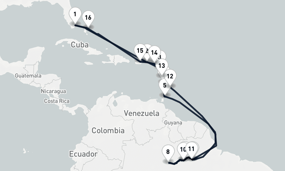 25 nights / 26 days, Miami (Florida) Round trip
