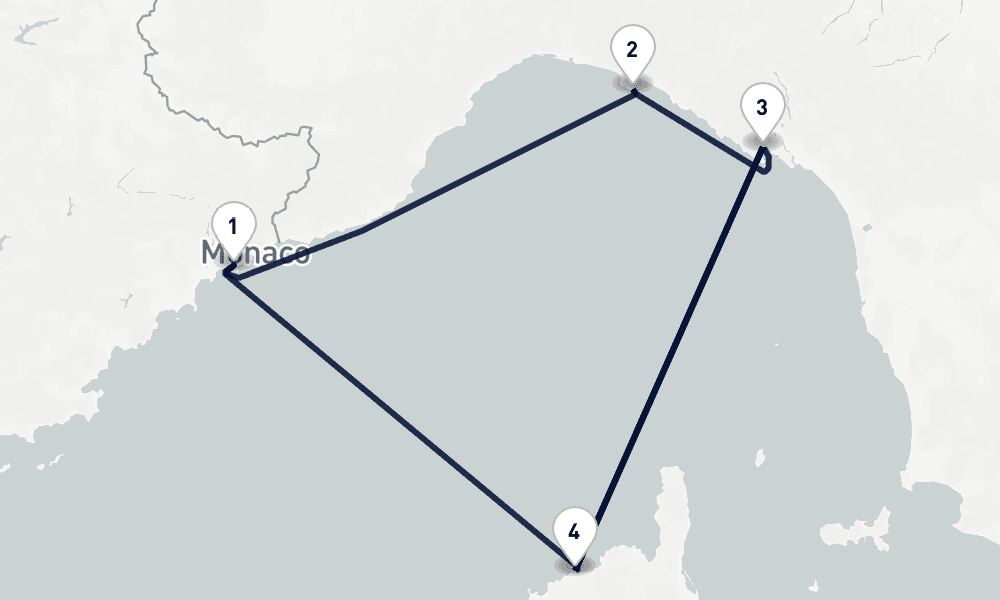 4 nights / 5 days, Villefranche-sur-Mer (Nice, France Riviera) Round trip