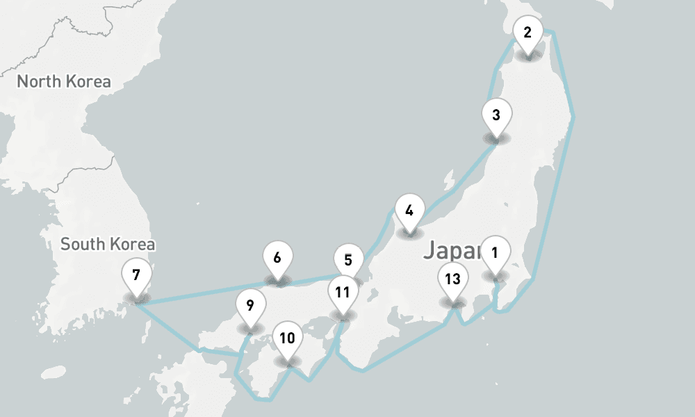 15 nights / 16 days, Tokyo Round trip