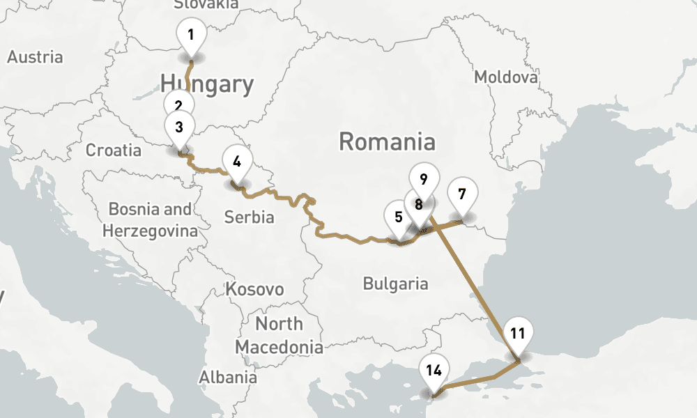 14 nights / 15 days, one-way from Budapest to Istanbul