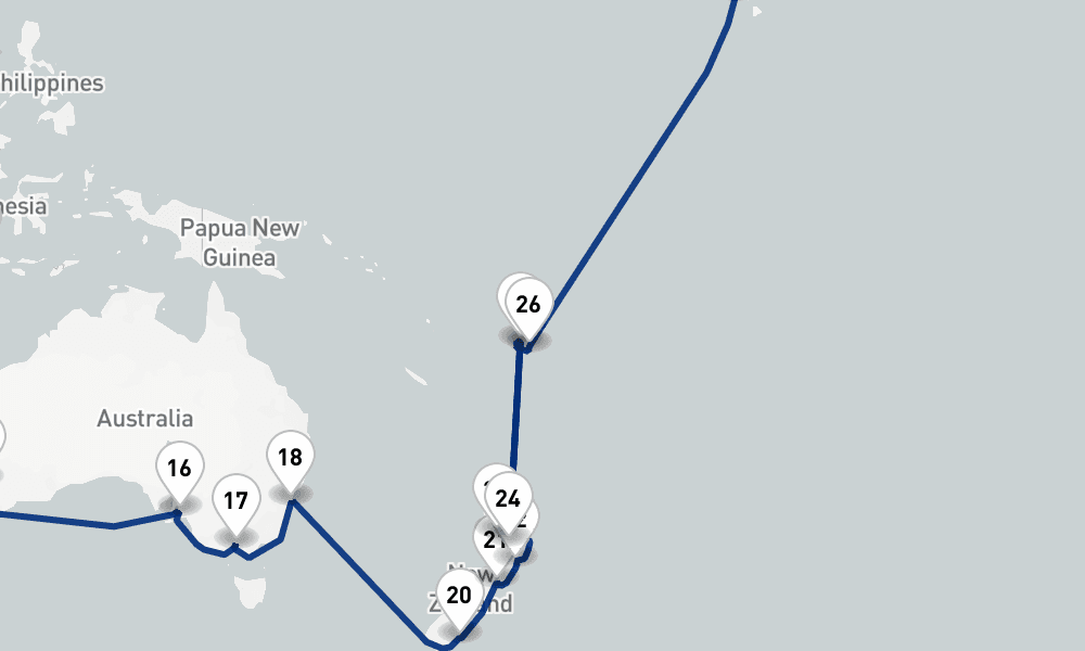 99 nights / 100 days, Southampton (England) Round trip