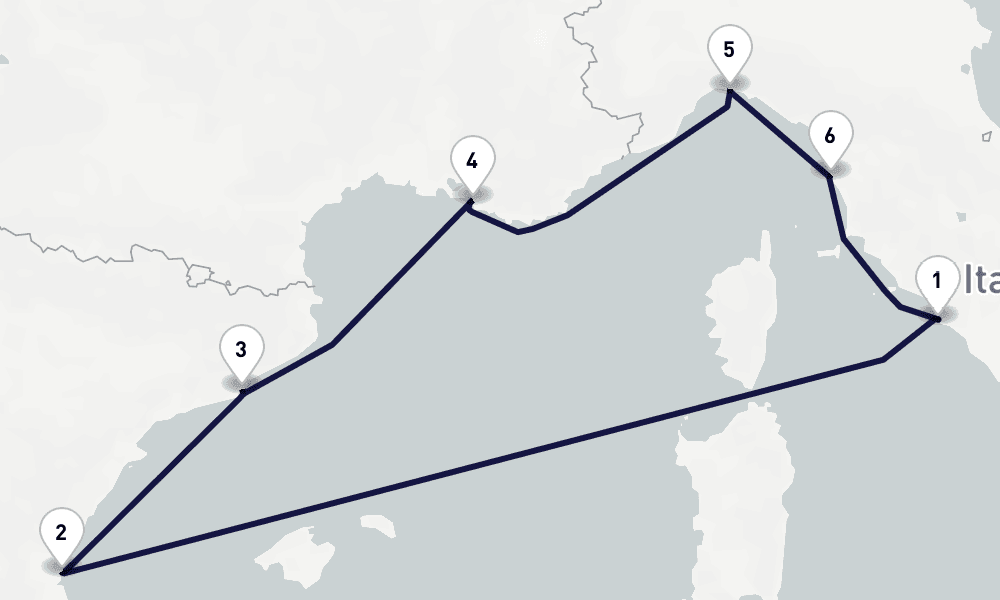 8 days 7 Night Western Mediterranean Civitavecchia (Rome) round trip