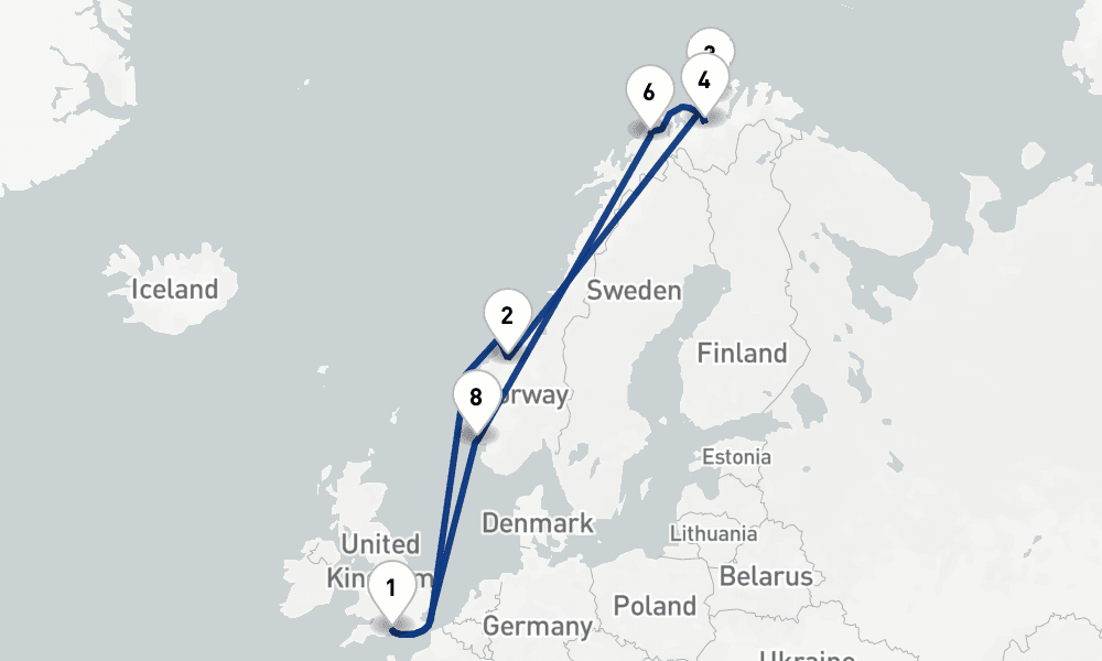 12 nights / 13 days, Southampton (England) Round trip