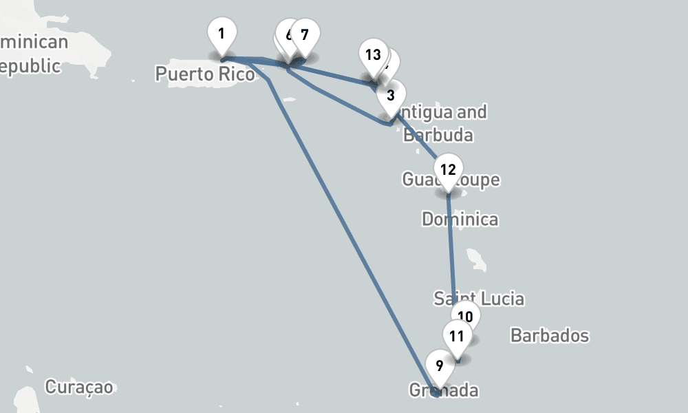 14 nights / 15 days, San Juan (Puerto Rico) Round trip