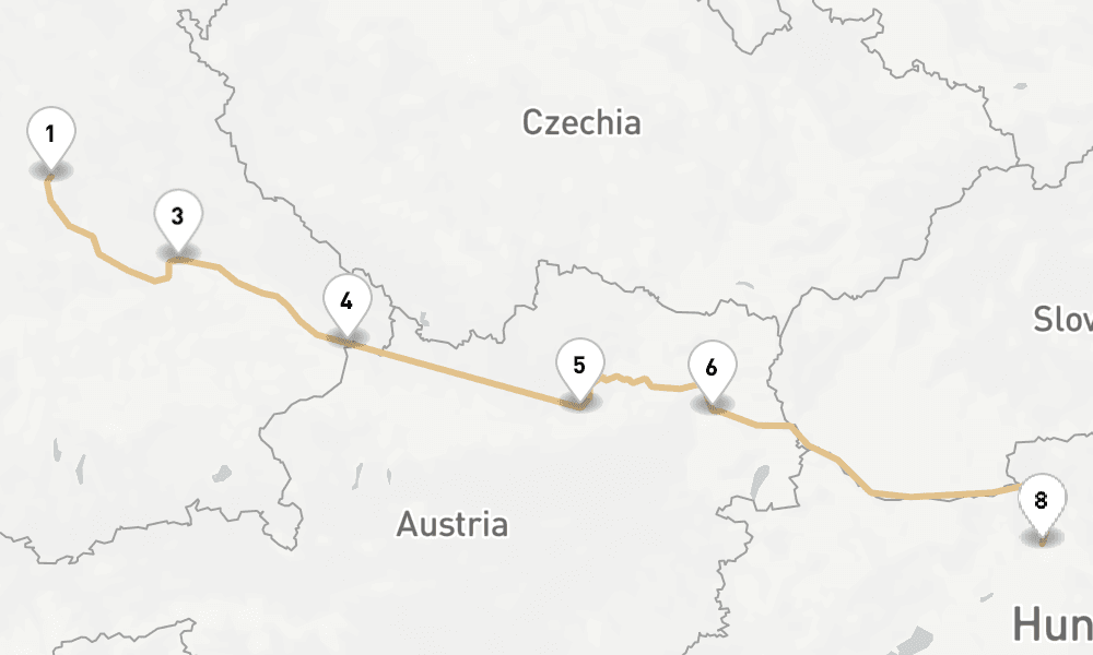 7 nights / 8 days, one-way from Nuremberg to Budapest