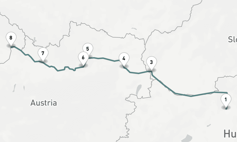 7 nights / 8 days, one-way from Budapest to Passau