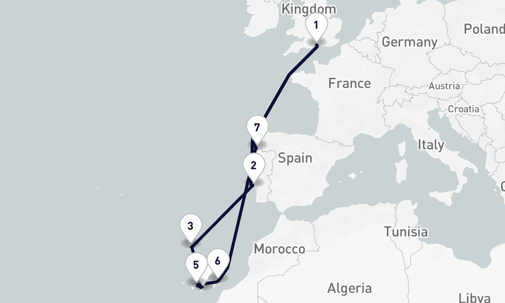 12 nights / 13 days, Southampton (England) Round trip