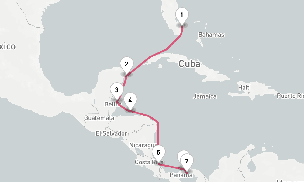 10 nights / 11 days, one-way from Fort Lauderdale (Everglades, Florida) to Panama City (Fuerte Amador, Balboa)