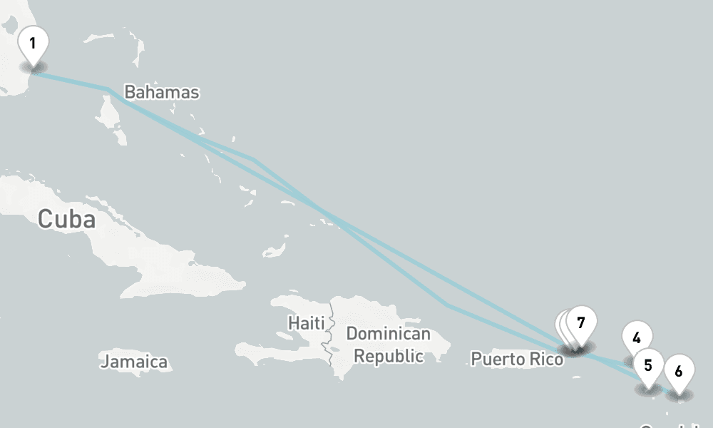 11 nights / 12 days, Miami (Florida) Round trip