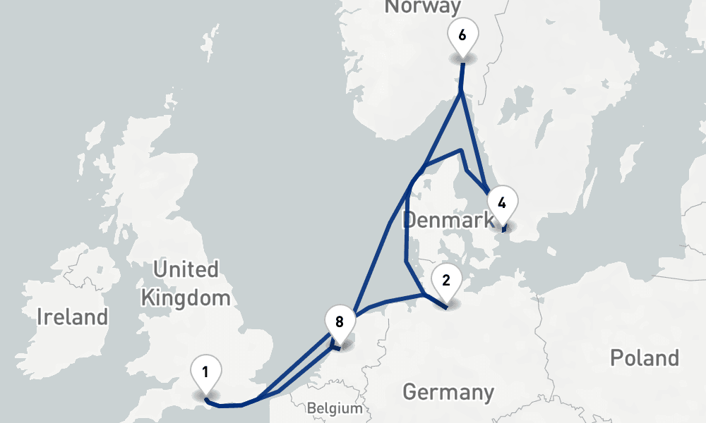 14 nights / 15 days, Southampton (England) Round trip