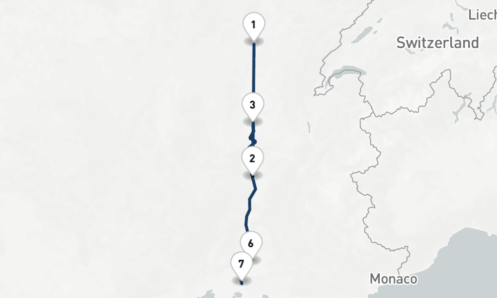 7 nights / 8 days, one-way from Chalon-sur-Saone to Arles