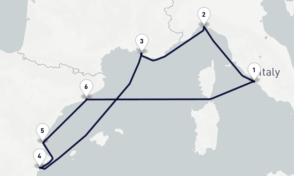 8 nights / 9 days, Civitavecchia (Rome, Italy) Round trip