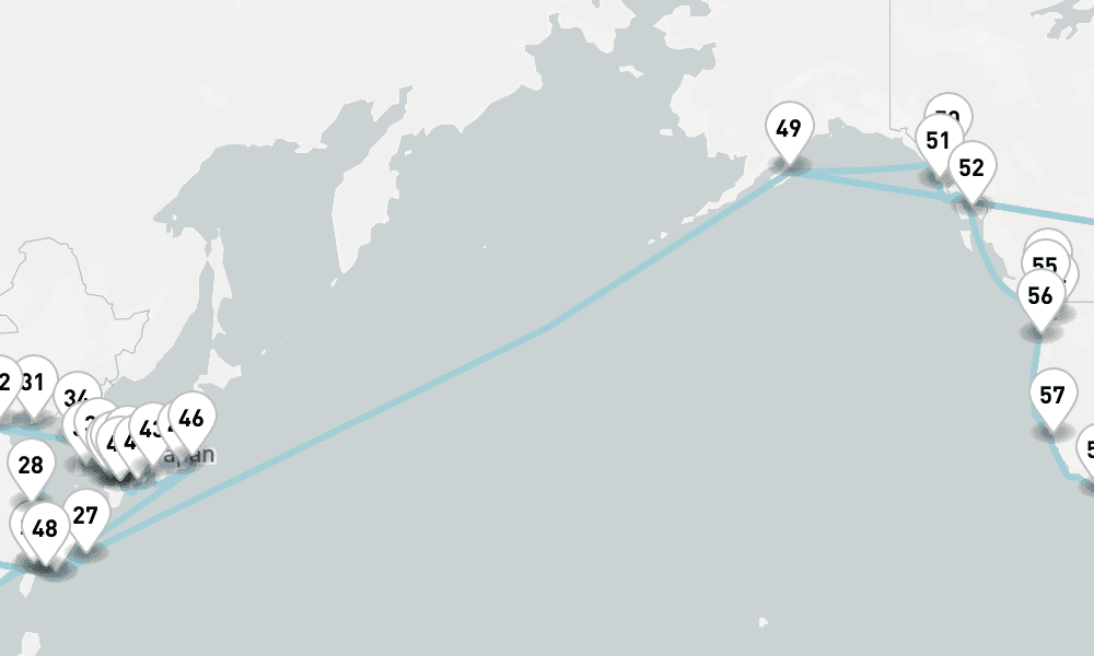 91 nights / 92 days, one-way from Sydney (NSW, Australia) to San Diego (California)
