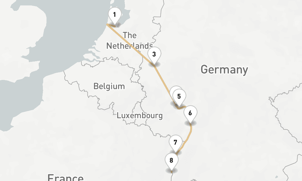 6 nights / 7 days, one-way from Amsterdam (Holland) to Breisach am Rhein