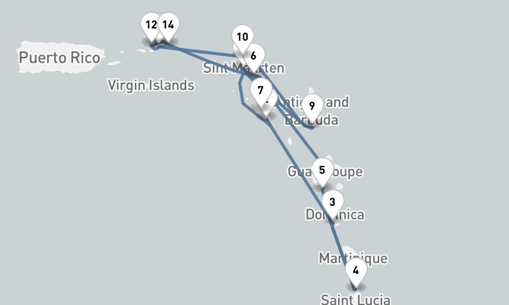 14 nights / 15 days, Philipsburg (St Maarten Island, Dutch Antilles) Round trip