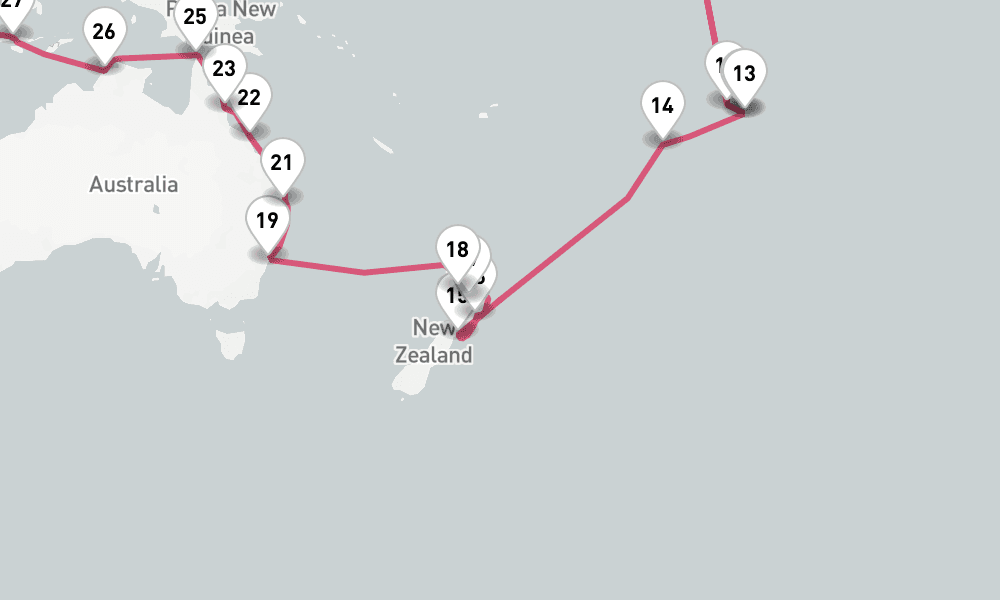 142 nights / 143 days, one-way from Fort Lauderdale (Everglades, Florida) to Tilbury (London, England)