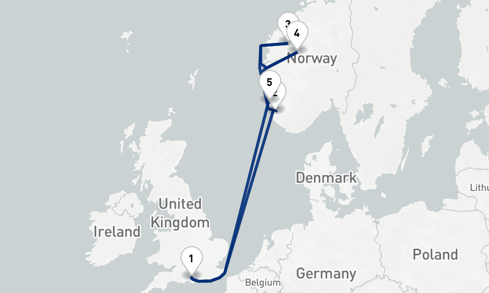 7 nights / 8 days, Southampton (England) Round trip