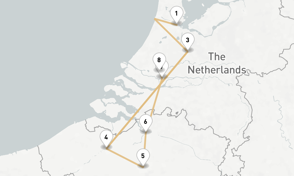 6 nights / 7 days, one-way from Amsterdam (Holland) to Kinderdijk (Holland)