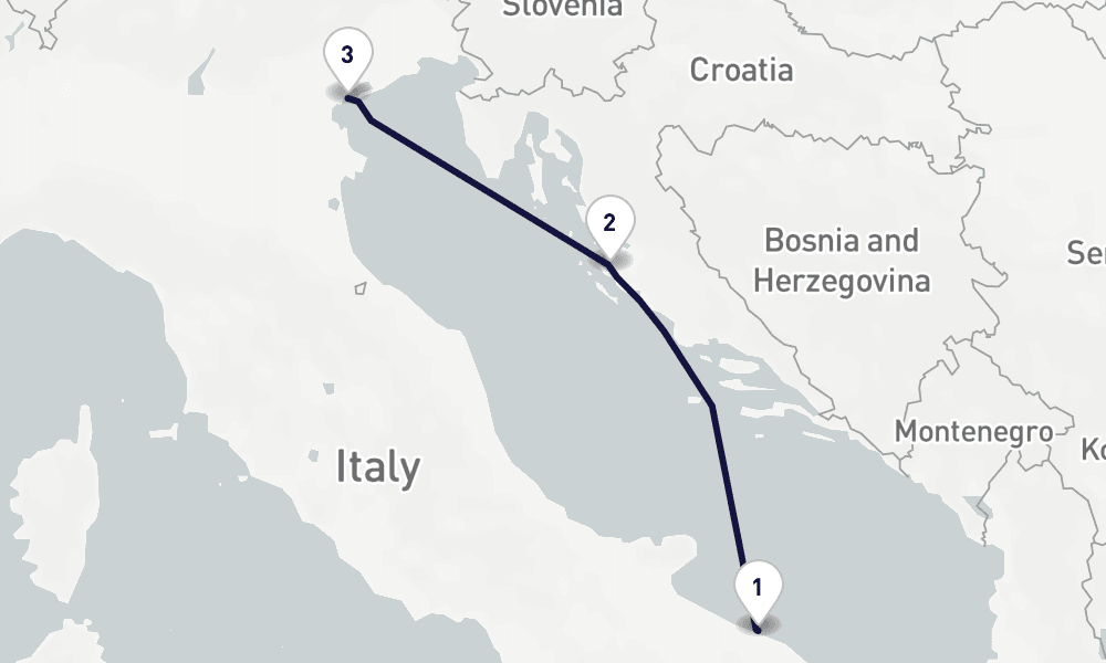 2 nights / 3 days, one-way from Bari to Venice