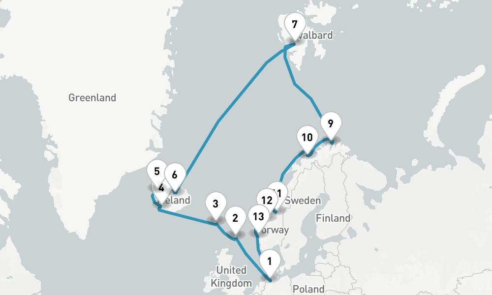 20 nights / 21 days, Bremerhaven (Bremen, Germany) Round trip