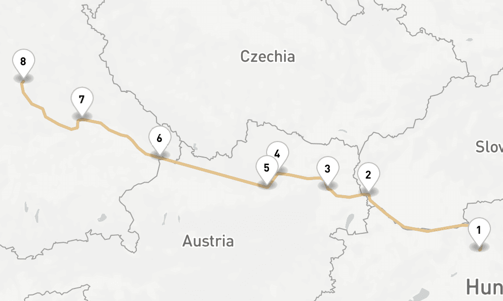 6 nights / 7 days, one-way from Budapest to Nuremberg