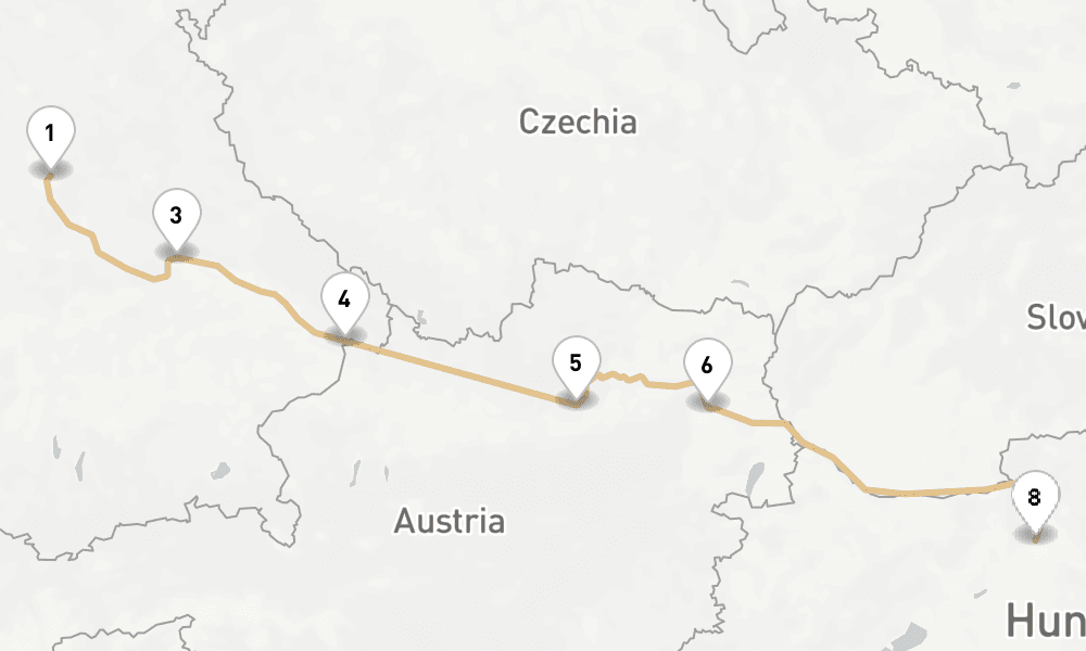 7 nights / 8 days, one-way from Nuremberg to Budapest